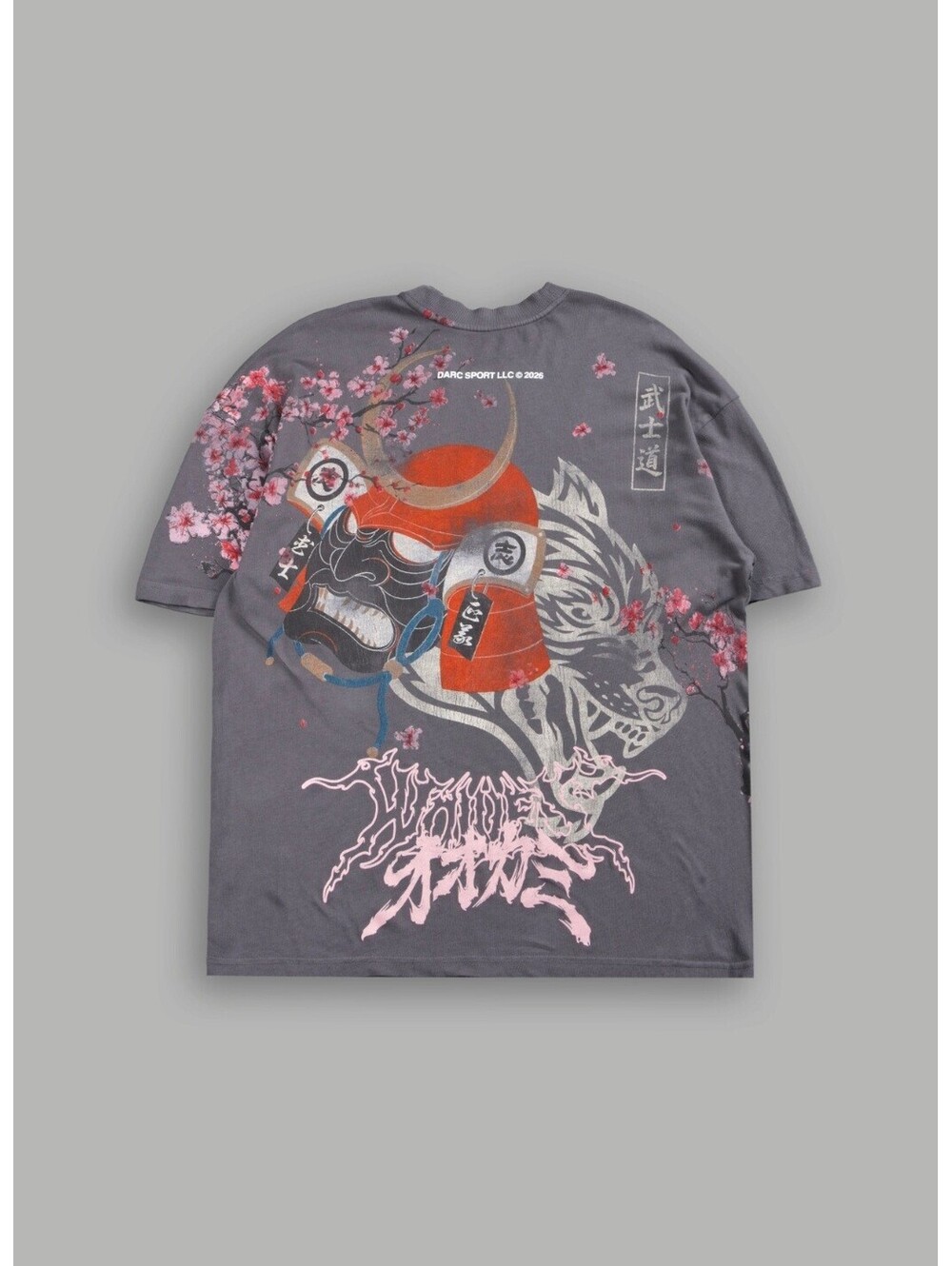 Darc Sport Bushido Samurai And The Wolf Premium Oversized Tee in Slate Gray M